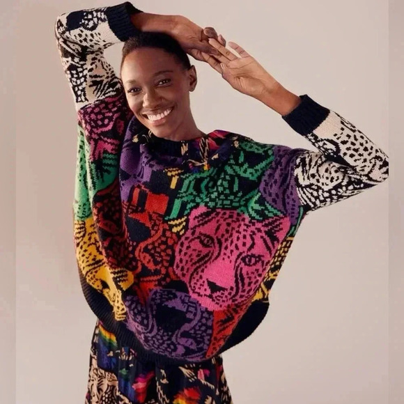 FARM Rio // Mixed Midnight Leopards Sweater - Picture 2 of 9